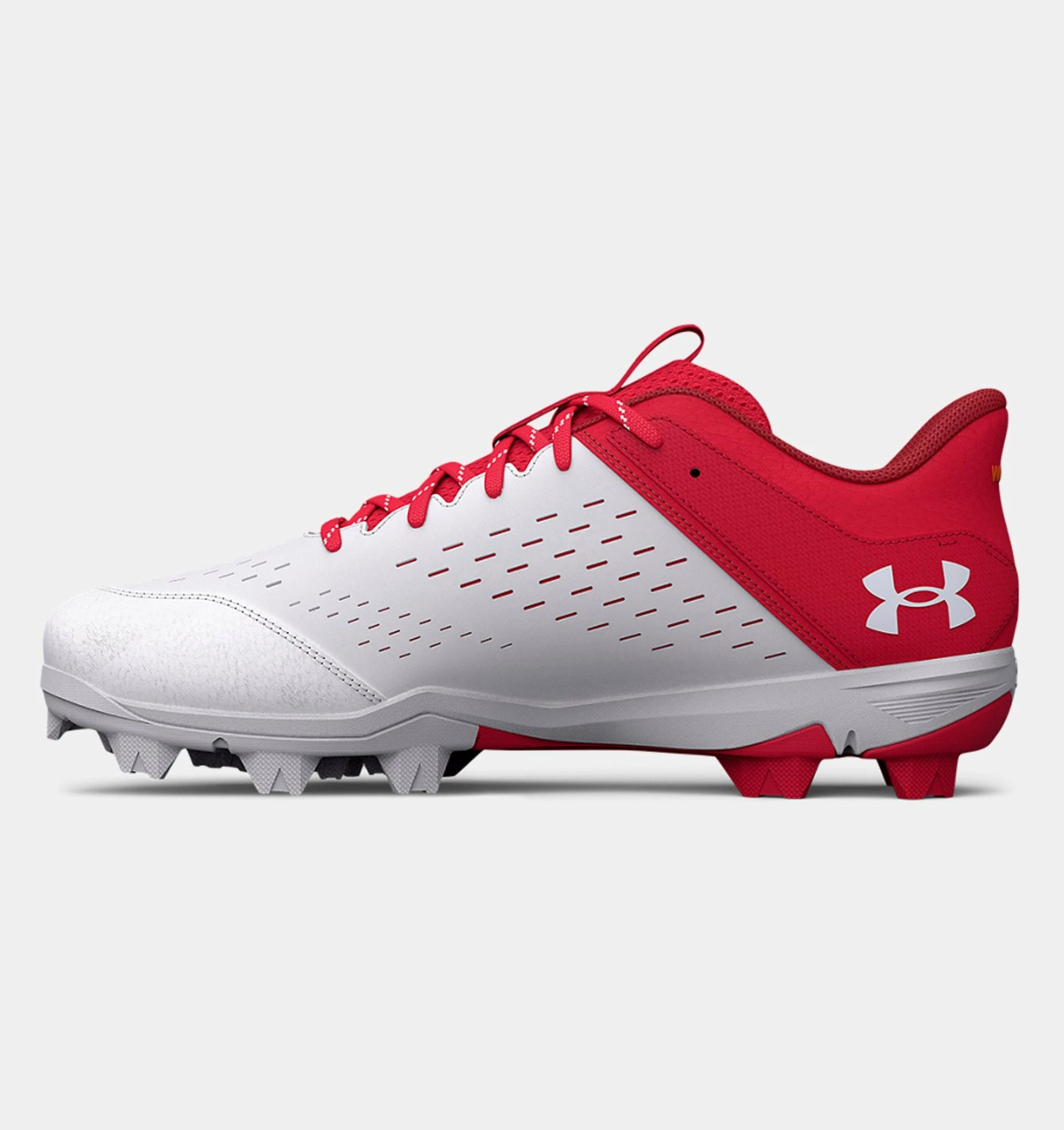Under Armour Leadoff Low RM Men's Molded Cleat - Red/White 2 Under Armour Leadoff Low RM Men's Molded Cleat - Red/White - Image 2