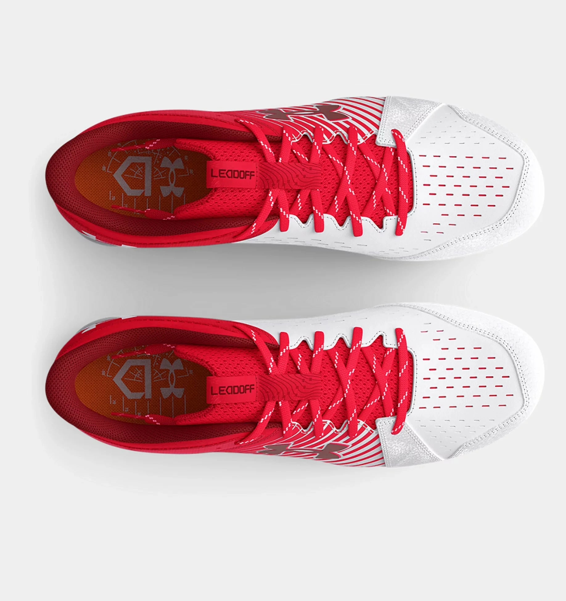 Under Armour Leadoff Low RM Men's Molded Cleat - Red/White 3 Under Armour Leadoff Low RM Men's Molded Cleat - Red/White - Image 3