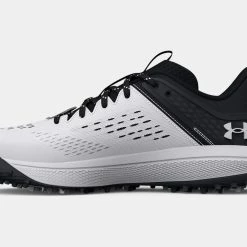 Under Armour Men's Yard Turf Baseball Shoe - White/Black -Bats shop 3025593 002 A