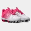 Under Armour Leadoff Low RM Jr. Youth Molded Cleat - Pink/White -Bats shop 3025600 100 PAIR
