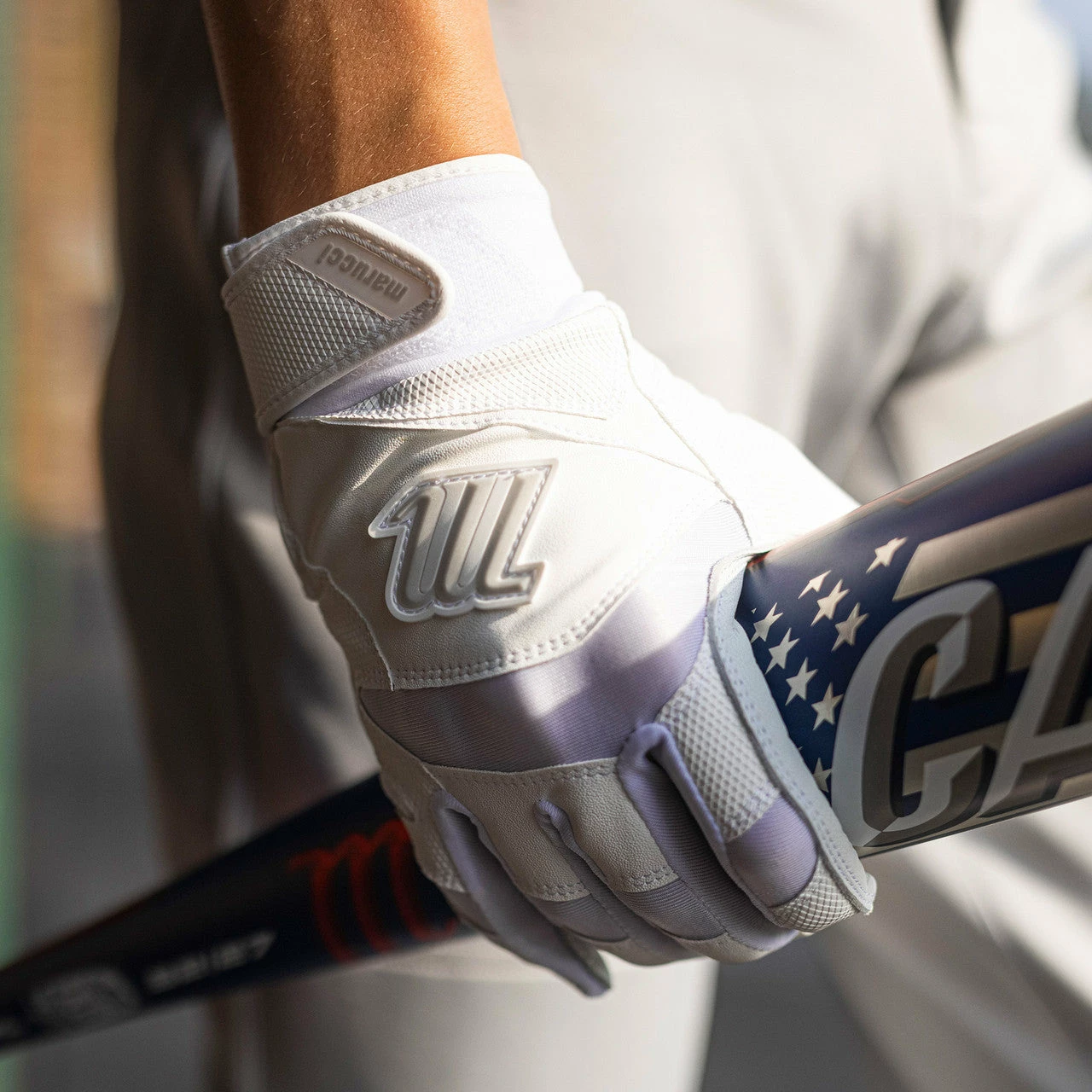 Marucci Signature Adult Batting Glove - White 3 Marucci Signature Adult Batting Glove - White - Image 3