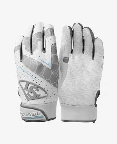 Louisville Slugger Genuine 2.0 Adult Batting Glove - White/Grey 1 Louisville Slugger Genuine 2.0 Adult Batting Glove - White/Grey