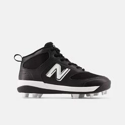 New Balance Youth 3000 V6 Molded Cleat - Black W/ White